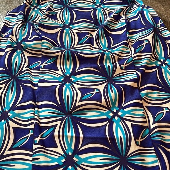 DressBarn Women’s 16 16W XL XXL Blue Geometric Midi Dress Sleeveless - Picture 2 of 4